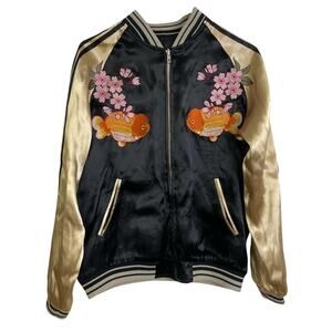 Japanesque Switch Planning Sukajan Jacket Mens Large Goldfish Floral Reversible